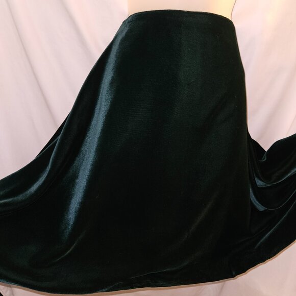 NWT M Retro rockabilly GREEN SILK VELVET Rare Skirt - Picture 3 of 16